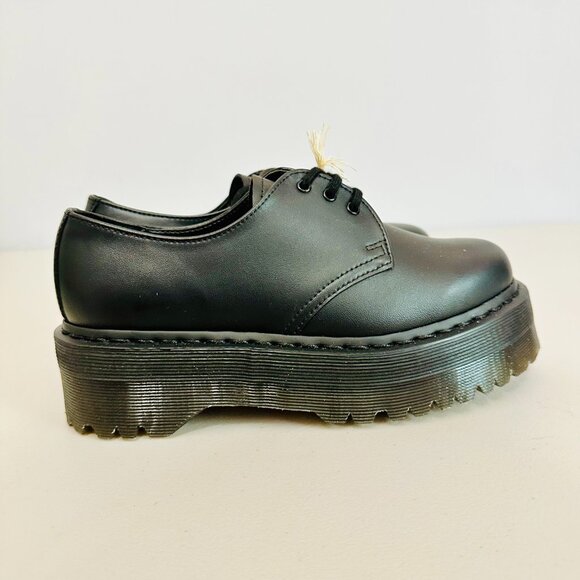 DR. MARTENS AIRWAIR VEGAN FAUX LEATHER BLACK OXFORD SHOES UNISEX - Picture 3 of 9